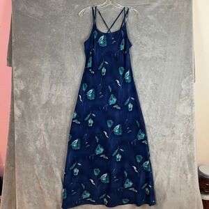 Vintage 90's Jodi Michaels Maxi Dress Womens 7/8 Floral Tie Back A Line